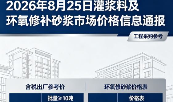 白河2026年8月25日灌浆料及环氧修补砂浆市场价格信息通报